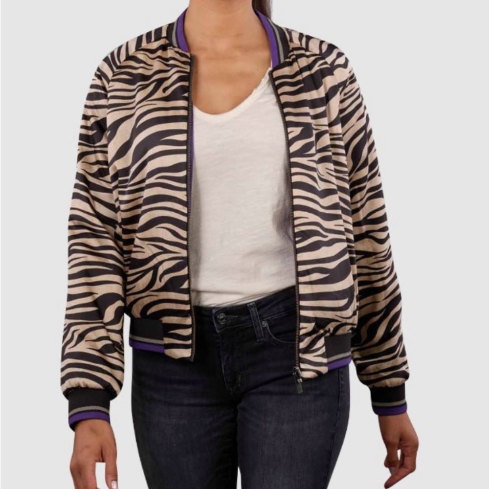 Scotch & Soda Zebra Stripe Jacket with Purple Trim